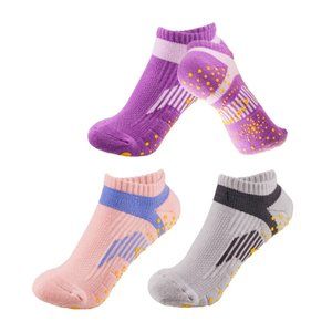 3 Pairs Performance Athletic Cushioned Non Slip Low Cut Cotton Socks for Woman